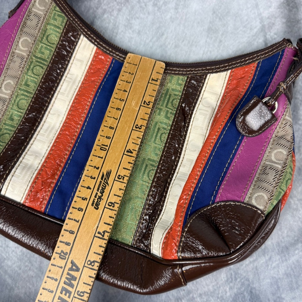 Y2K Multi Color Striped Hobo Bag Boho Shoulder Purse Liz Claiborne Mixed Media - Picture 5 of 11
